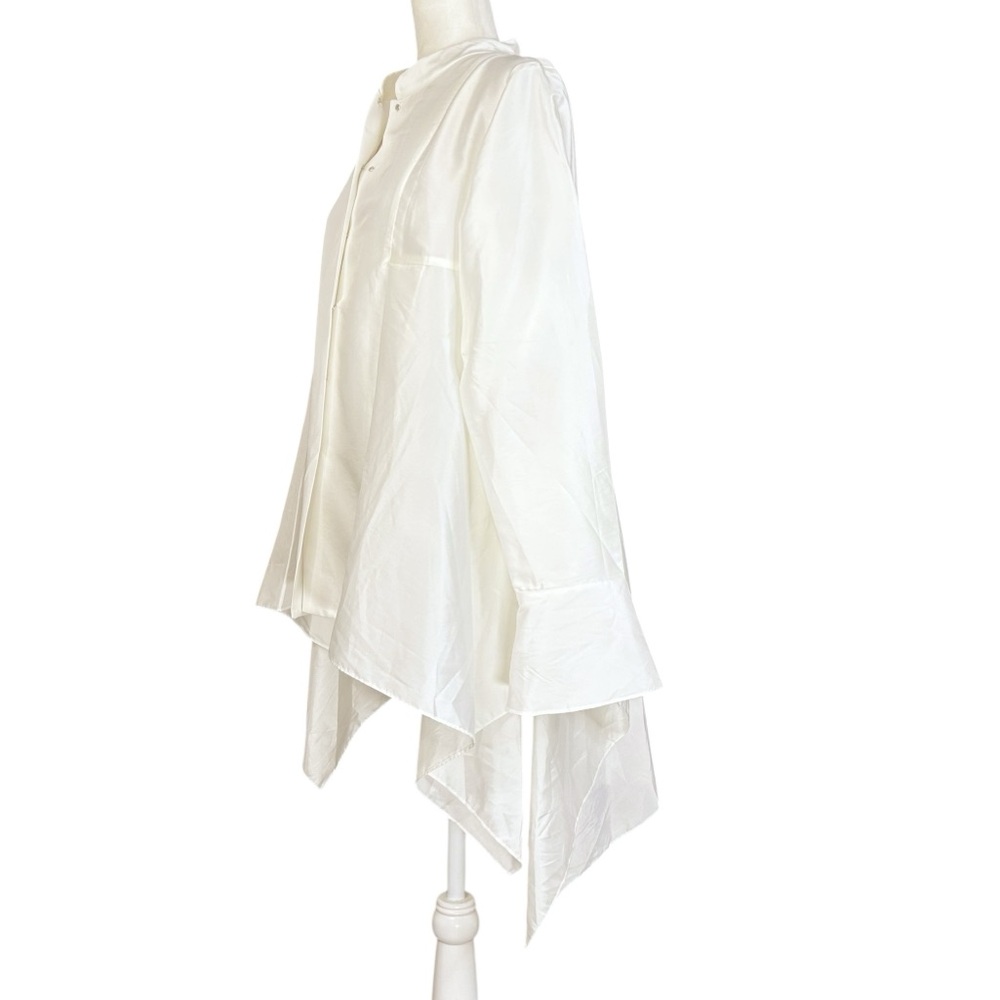 Rubin Singer 16 Taffeta Top Unique Lagenlook Asymmetrical Ivory Flowy - Picture 4 of 11